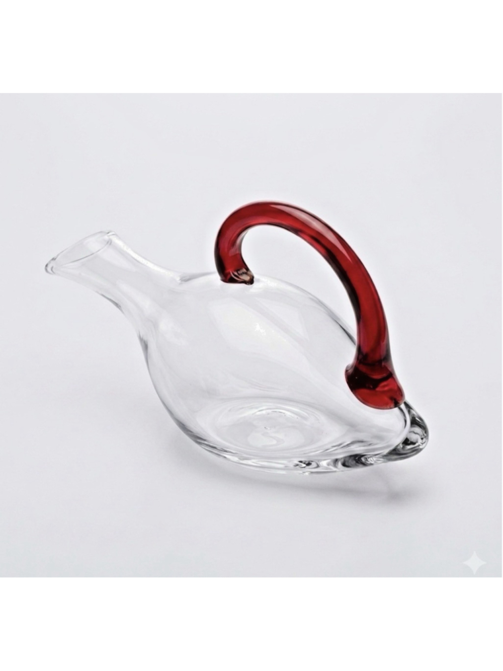 Eisch Duck Decanter Hand blown Glass Wine Carafe Red Handle Crystal Handmade